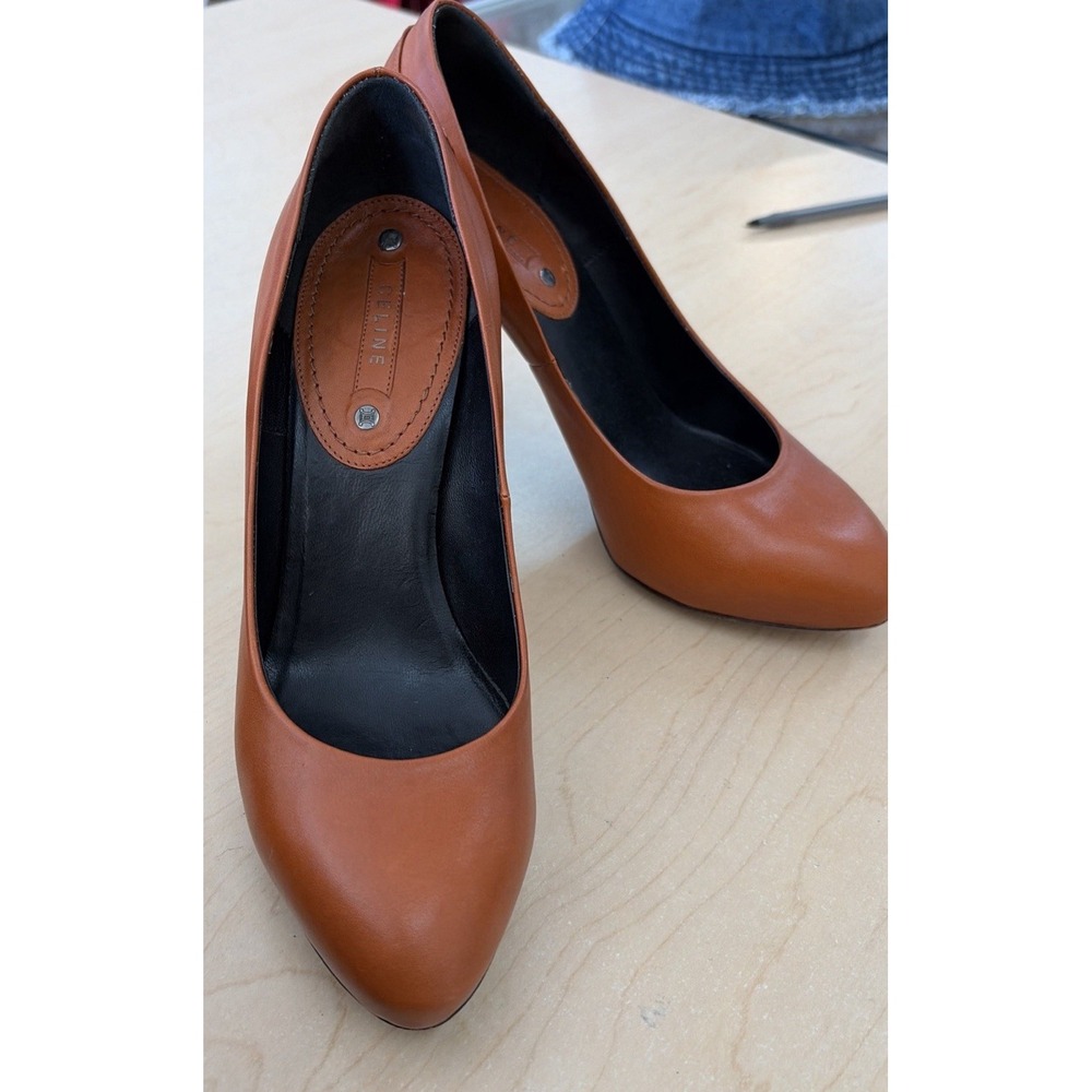 Celine Pump Women 36 Cognac Leather Stiletto High Heel Italy Classy Luxury